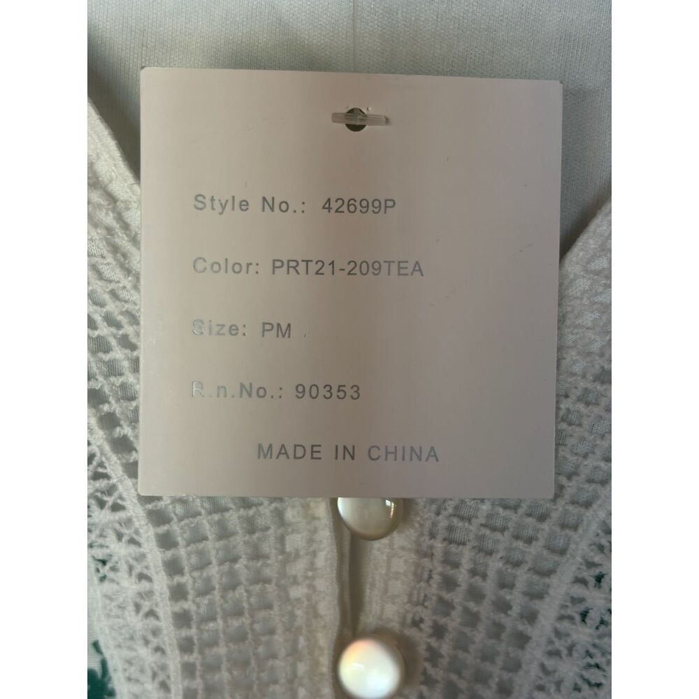 J Gee Sleeveless Maxi Sundress PM White Green Lace Trim NWT Petite Medium - Picture 8 of 8